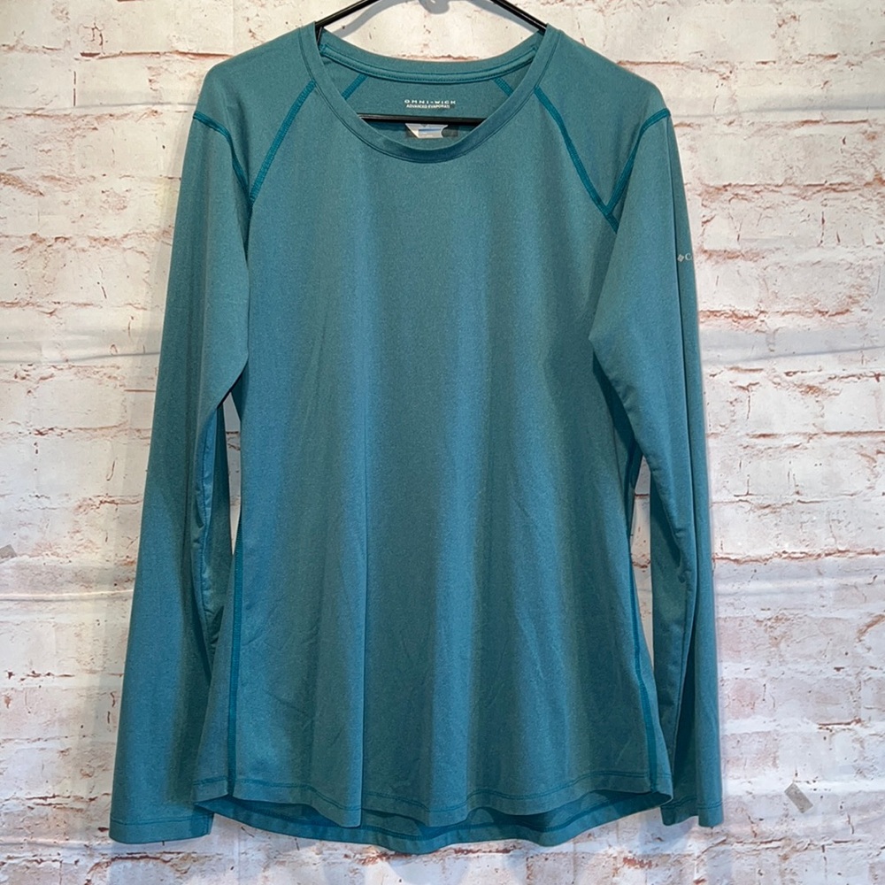Columbia Omni-wick women’s long sleeve teal loose fit activewear pullover top M